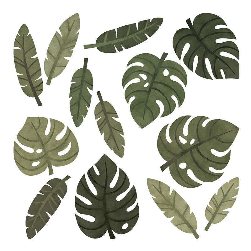 Stoff-Wandsticker &#039;Blätter&#039; Monstera/Banane grün