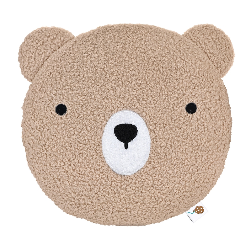 Kissen &#039;Bär Boris&#039; Bouclé bestickt beige 30cm