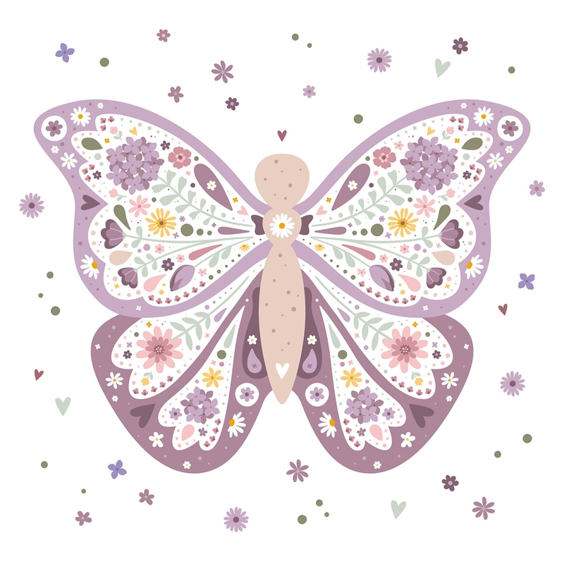 Stoff-Wandsticker &#039;Schmetterling&#039; flieder/lila