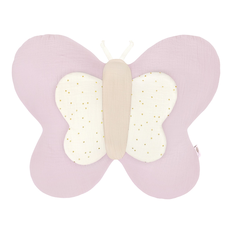 Kissen Schmetterling Musselin lila/creme 45cm