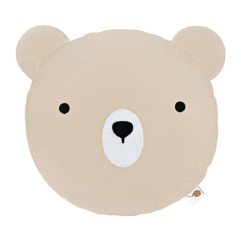 Kissen &#039;Bär Balou&#039; Musselin bestickt beige 30cm