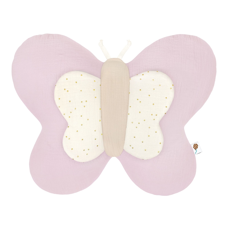 Kissen Schmetterling Musselin lila/creme 45cm